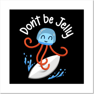 Minimalist Surfing Jellyfish Cute Funny Gift For Surfers Posters and Art